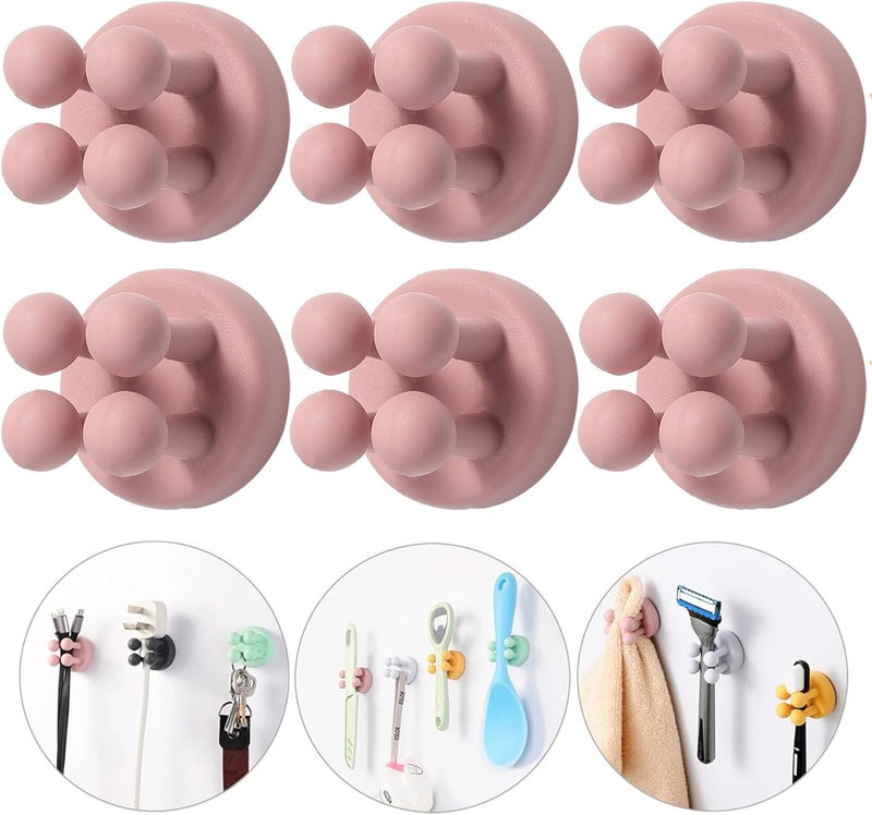 Zezhou iBetterLife Silicone Toothbrush Holders for Bathrooms - 6Pcs Razor Holder for Shower Wall Mount Self Adhesive Cute Utility Dorm Room Kitchen Office Organizer Storage Hook for Kids Hanging Loofah Towel - Image 1